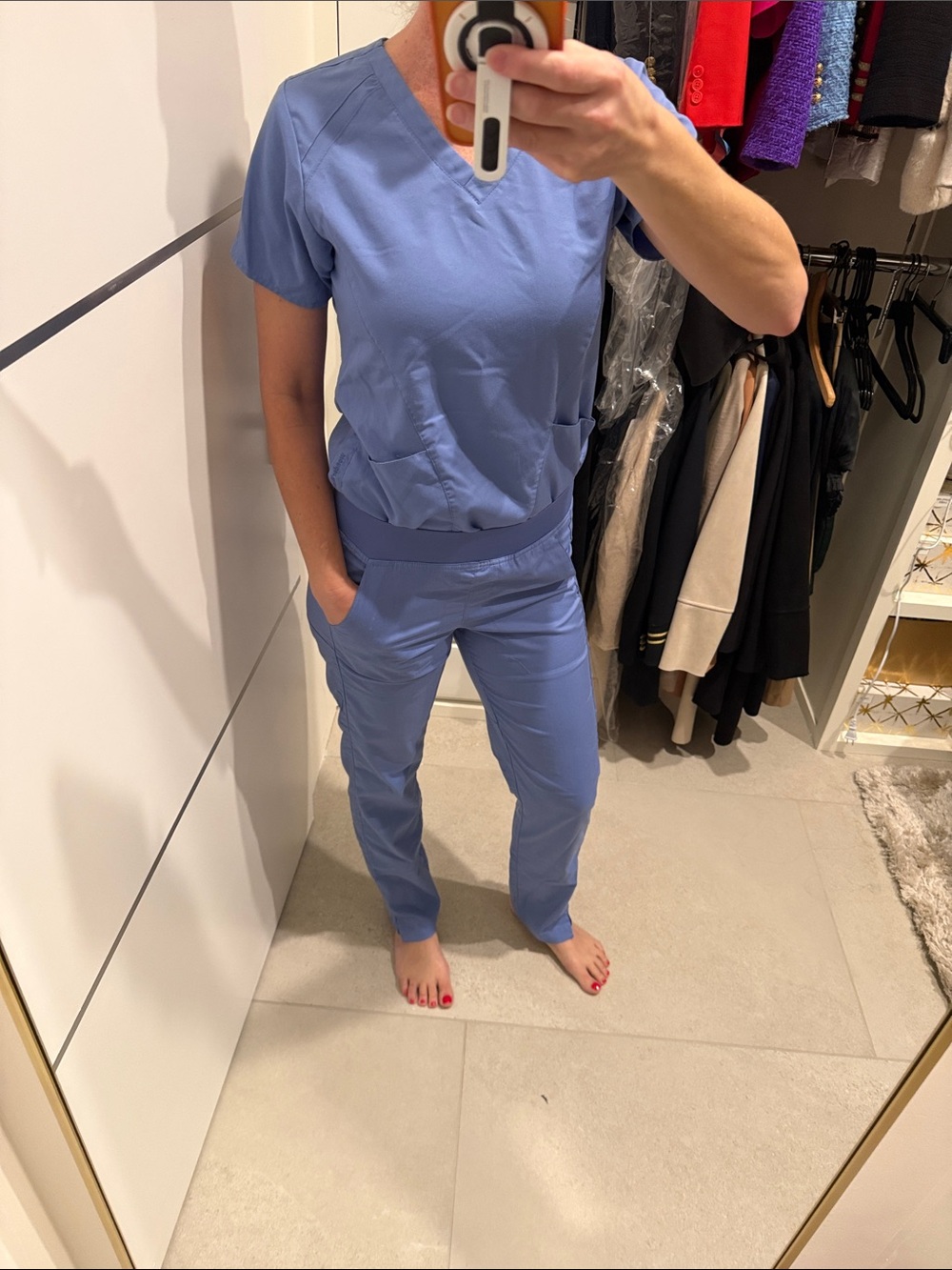 Wonderwink Women’s Light Blue Scrub Pants & Top Set XS